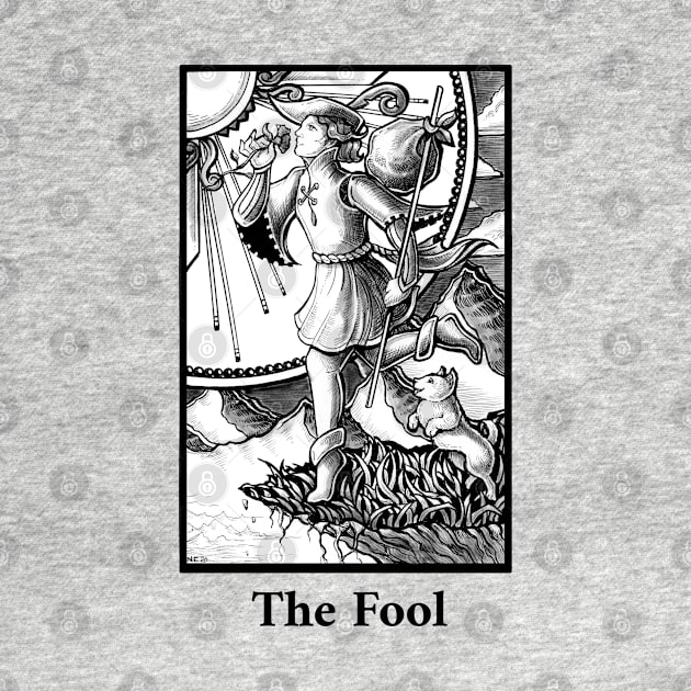 The Fool Tarot - Black Outline by Nat Ewert Art